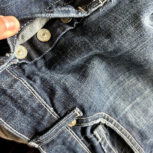 7 For All Mankind Jean Skirt Studded Size 31/12 Denim Made in USA Y2K Modest - Picture 6 of 10